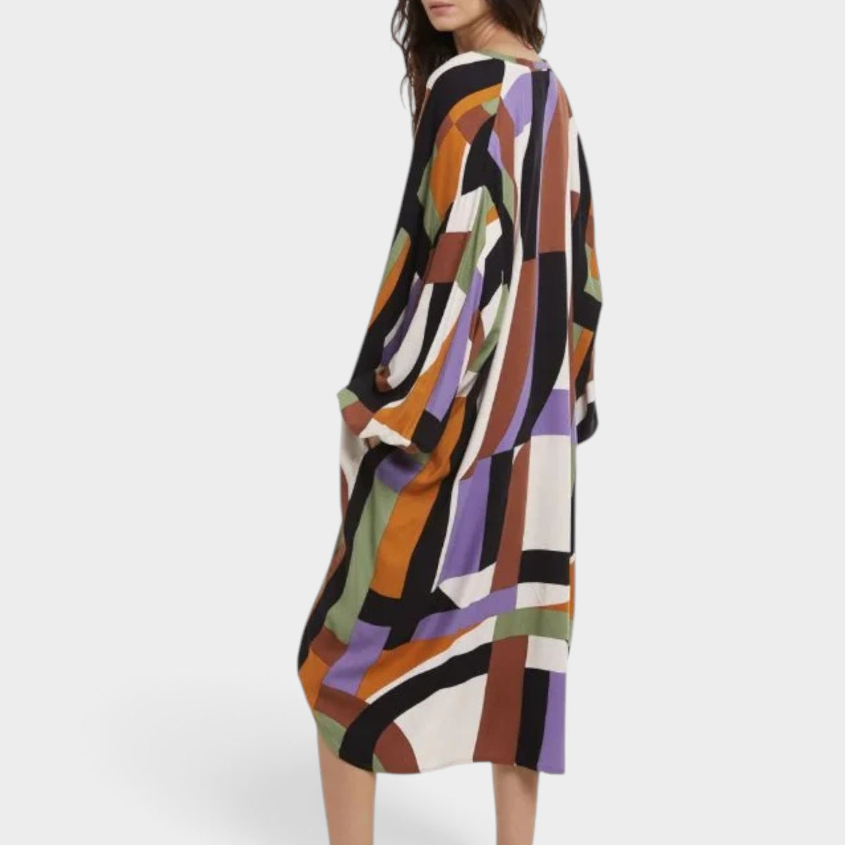 Mapoésie Paradis Supersonic Brown Purple Viscose Print Dress Medium ~ Large