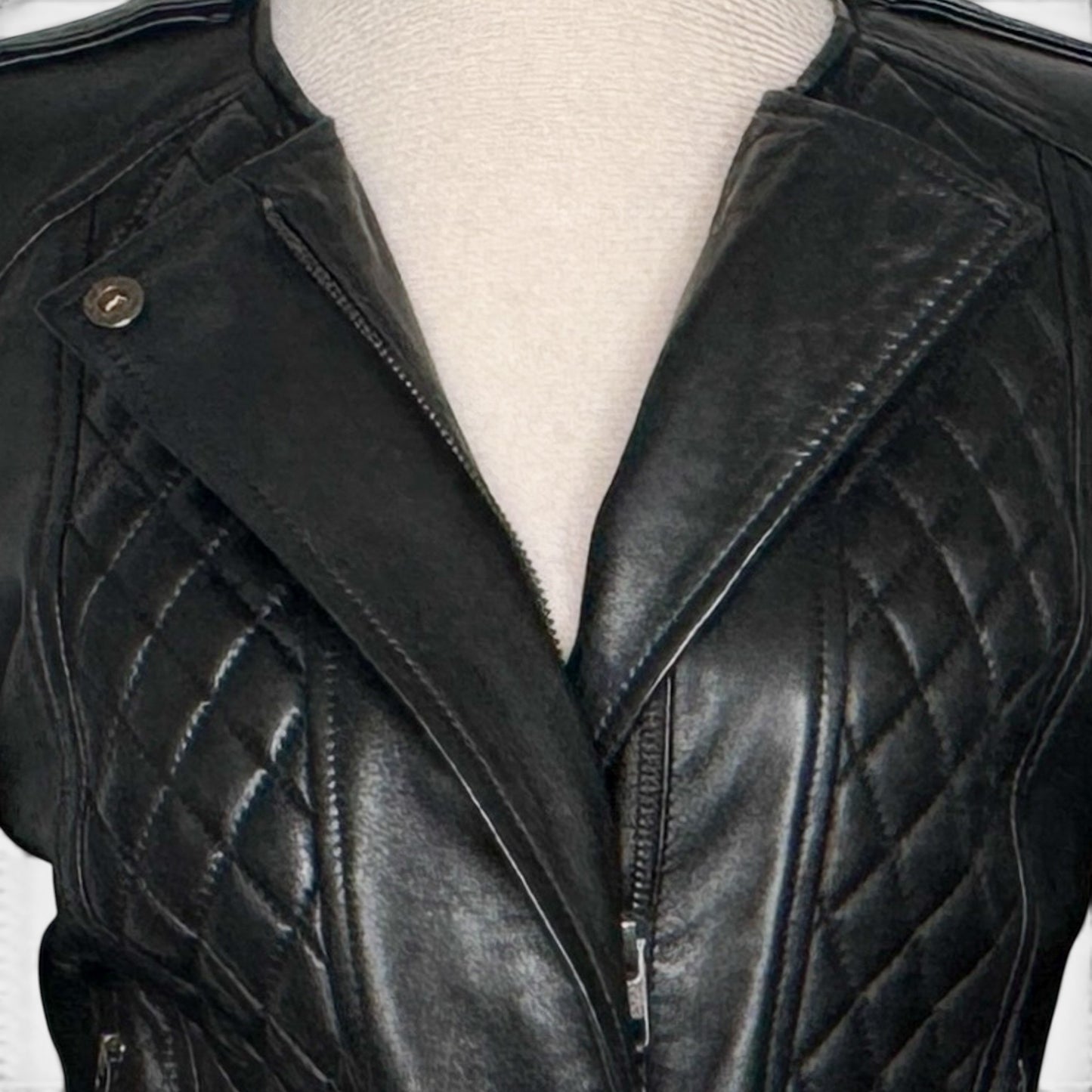 Magali Pascal Black Lambs Leather Round Neck Jacket AU8 ~ Small