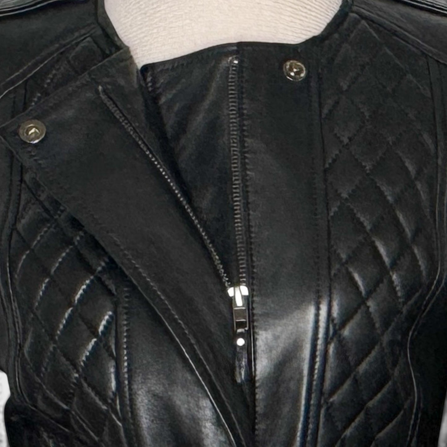 Magali Pascal Black Lambs Leather Round Neck Jacket AU8 ~ Small