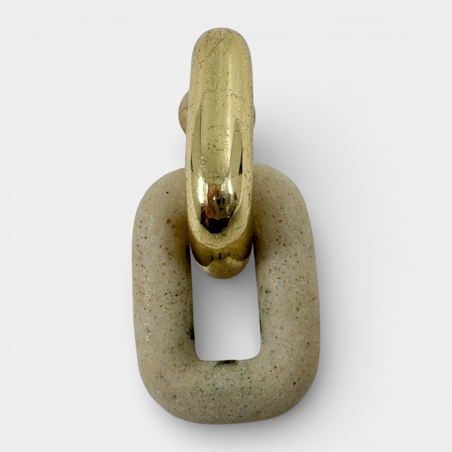 Manning Cartell Gold Tone Metal & Beige Resin Chunky Link Earrings