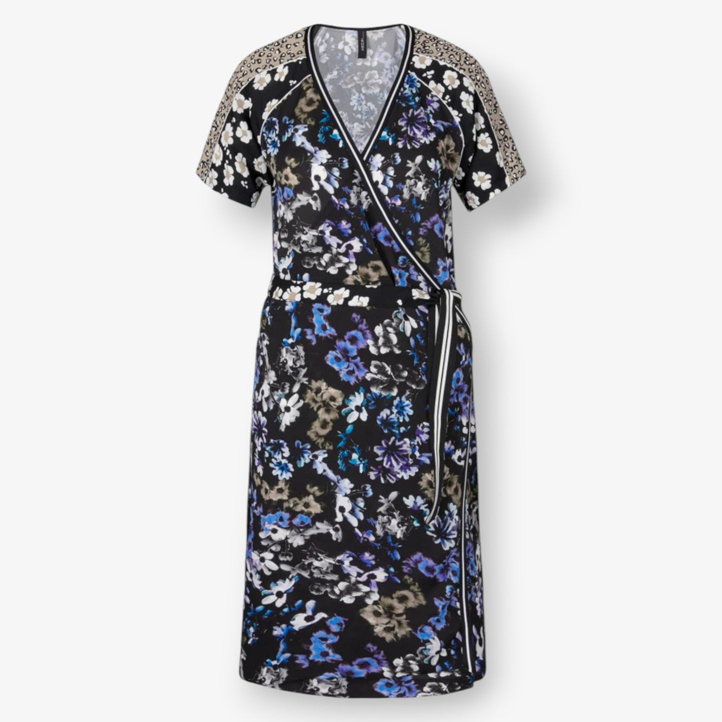 Marc Cain Sport Blue Floral & Leopard Wrap Dress N5 ~ AU12-14 ~ Large [NEW]