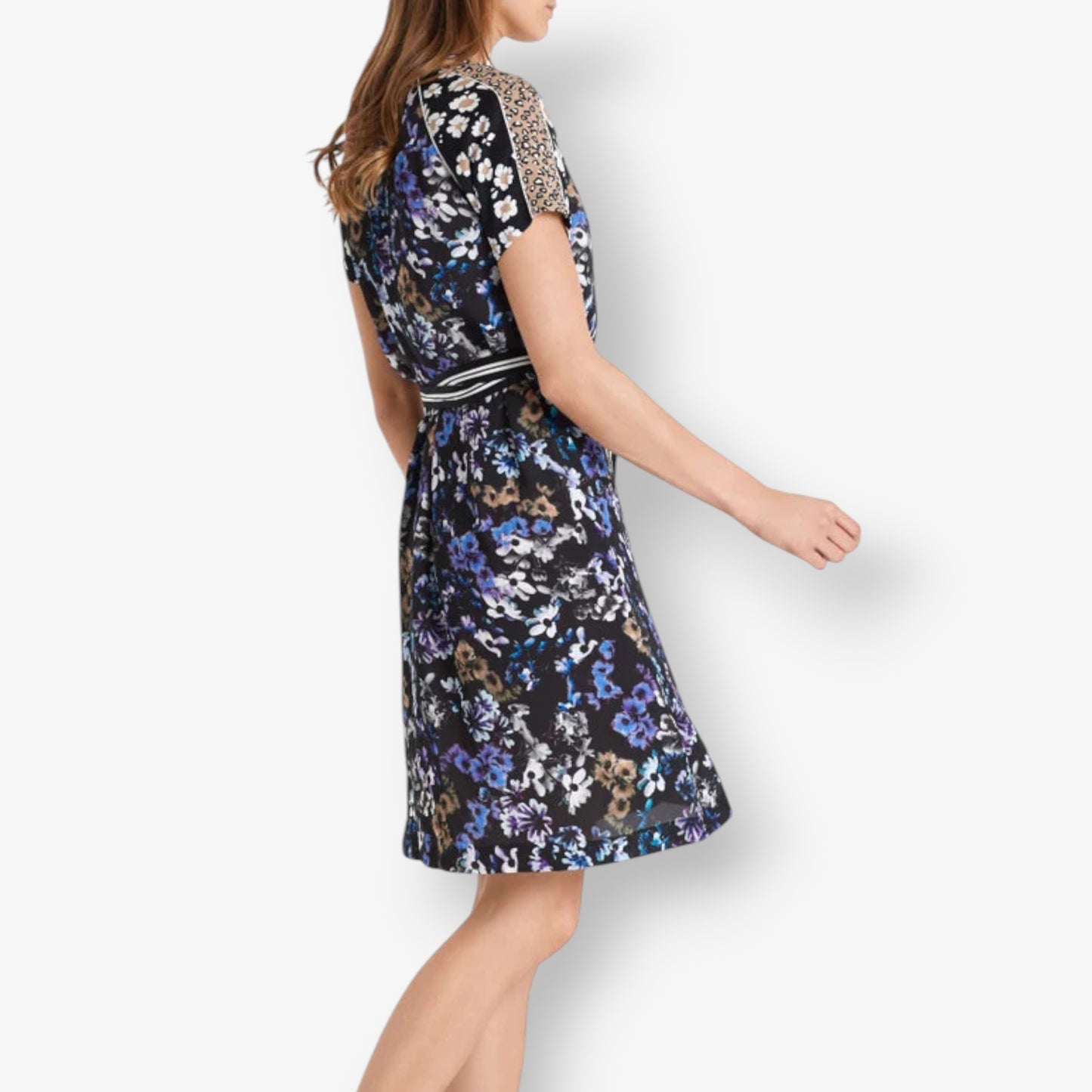 Marc Cain Sport Blue Floral & Leopard Wrap Dress N5 ~ AU12-14 ~ Large [NEW]