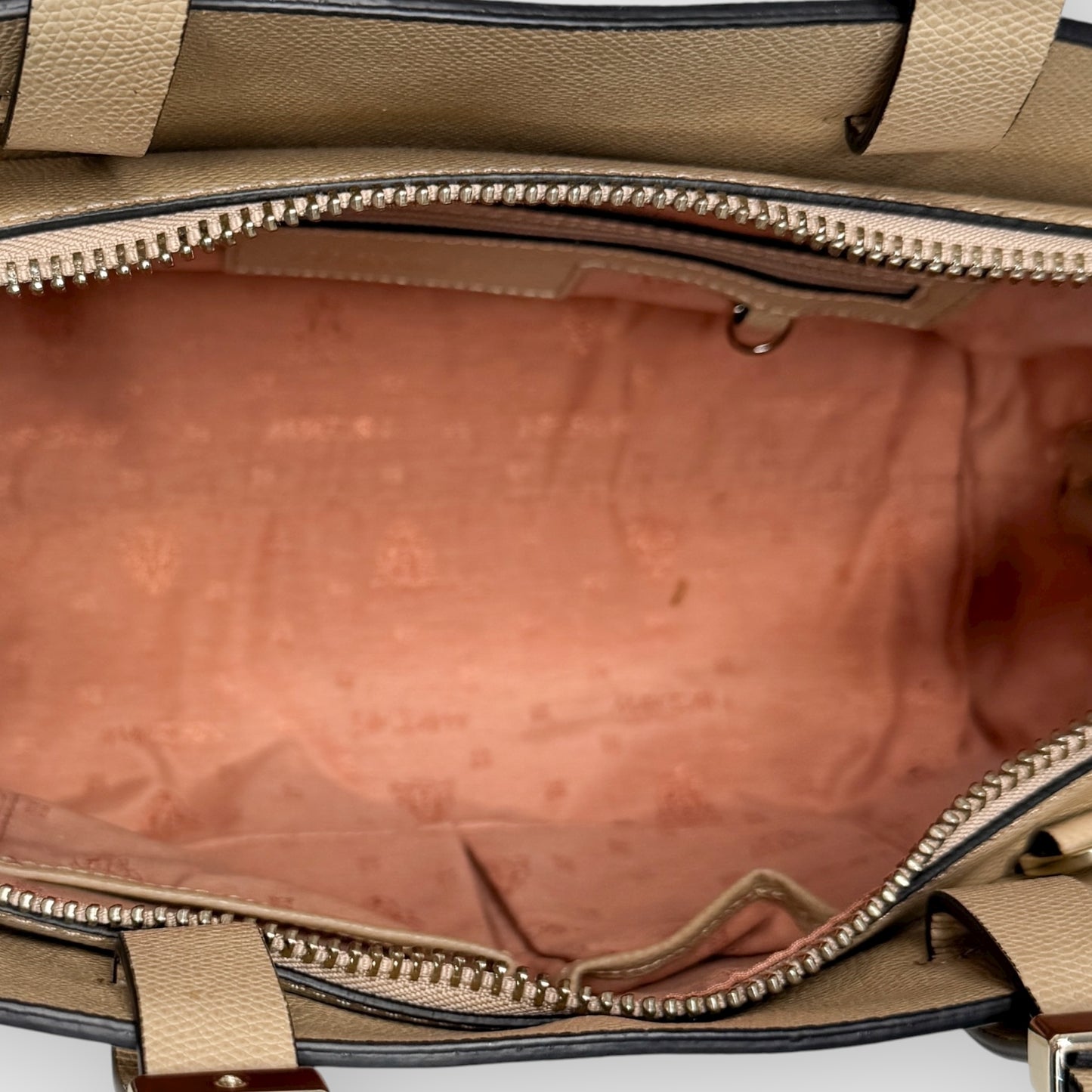 Marc Cain Beige Pebbled Leather Tote Bag