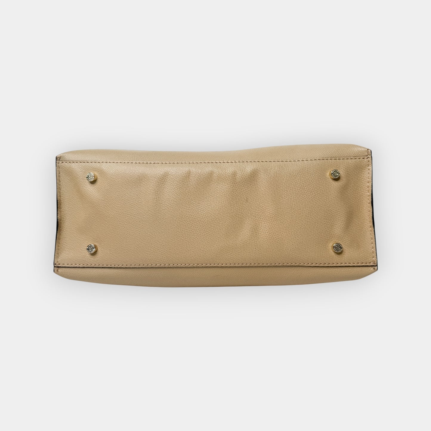 Marc Cain Beige Pebbled Leather Tote Bag