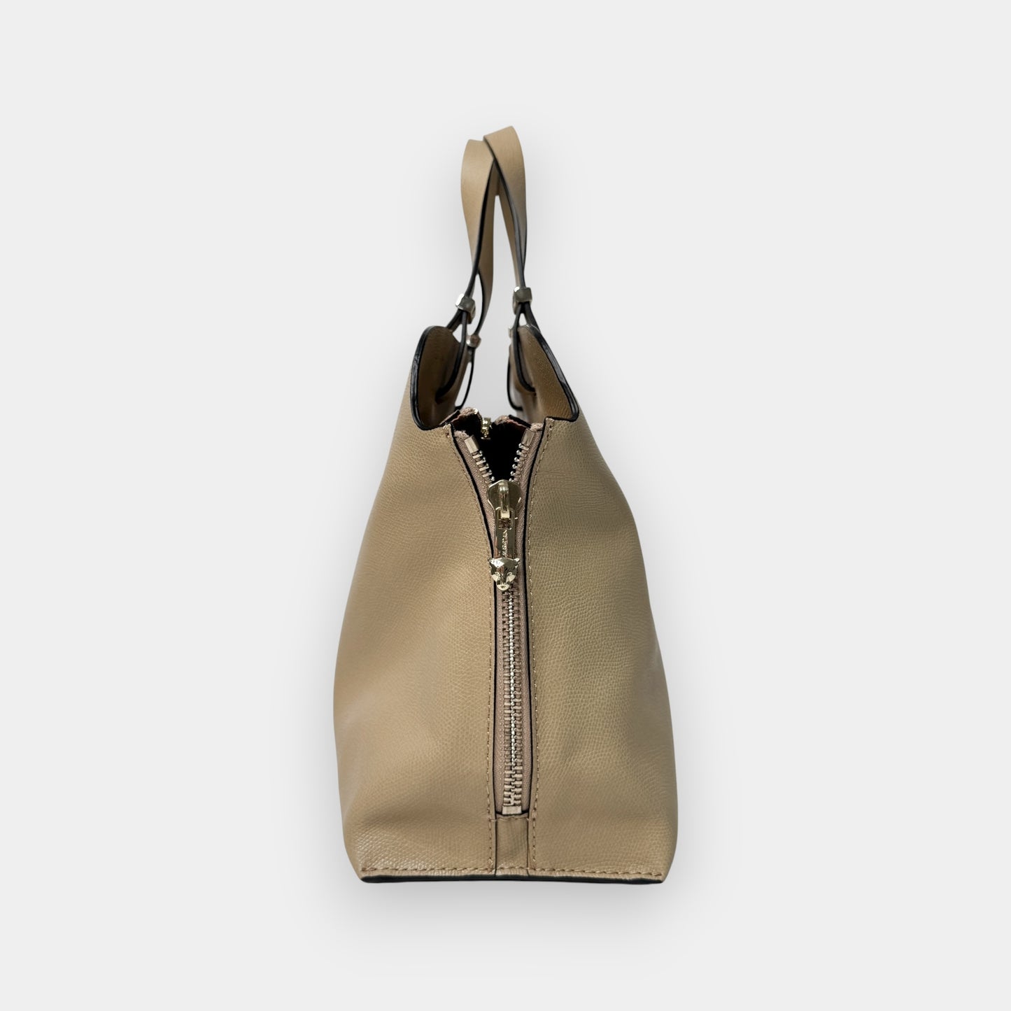 Marc Cain Beige Pebbled Leather Tote Bag
