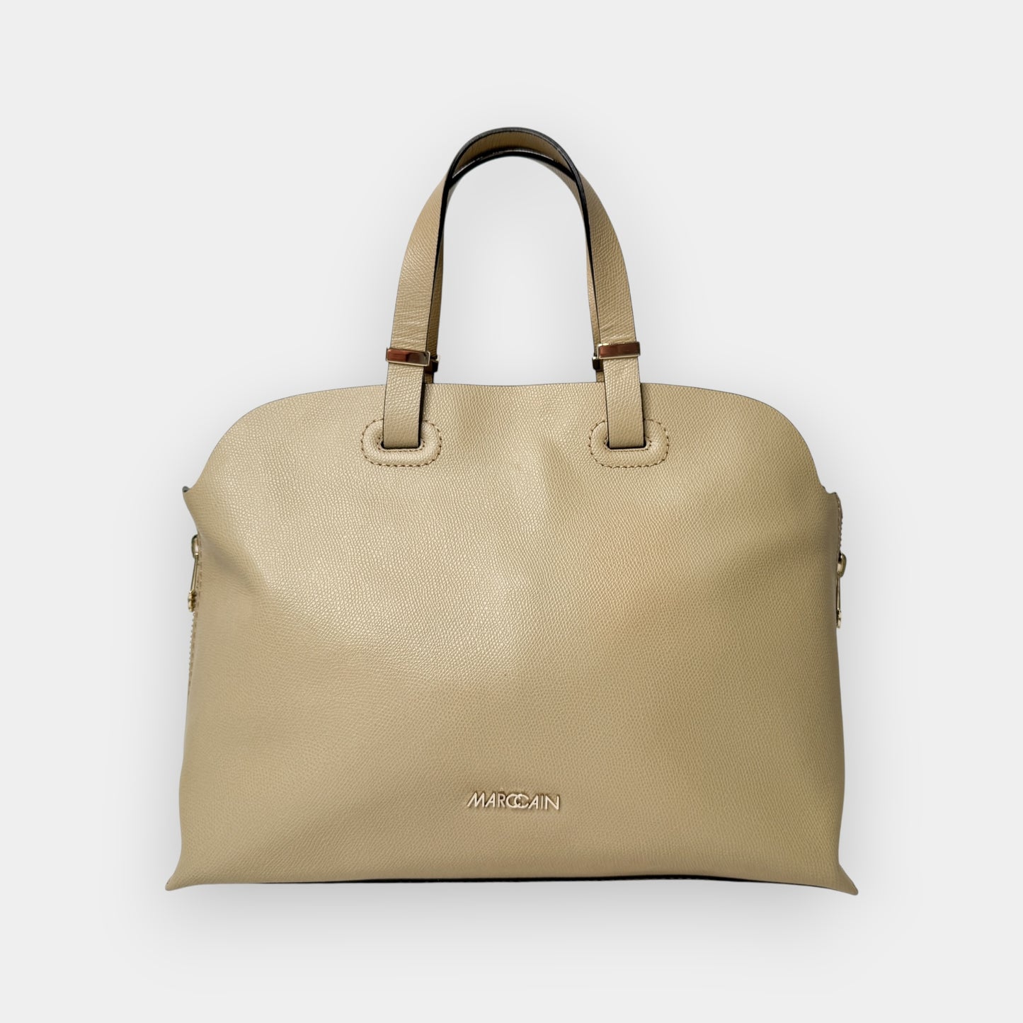 Marc Cain Beige Pebbled Leather Tote Bag