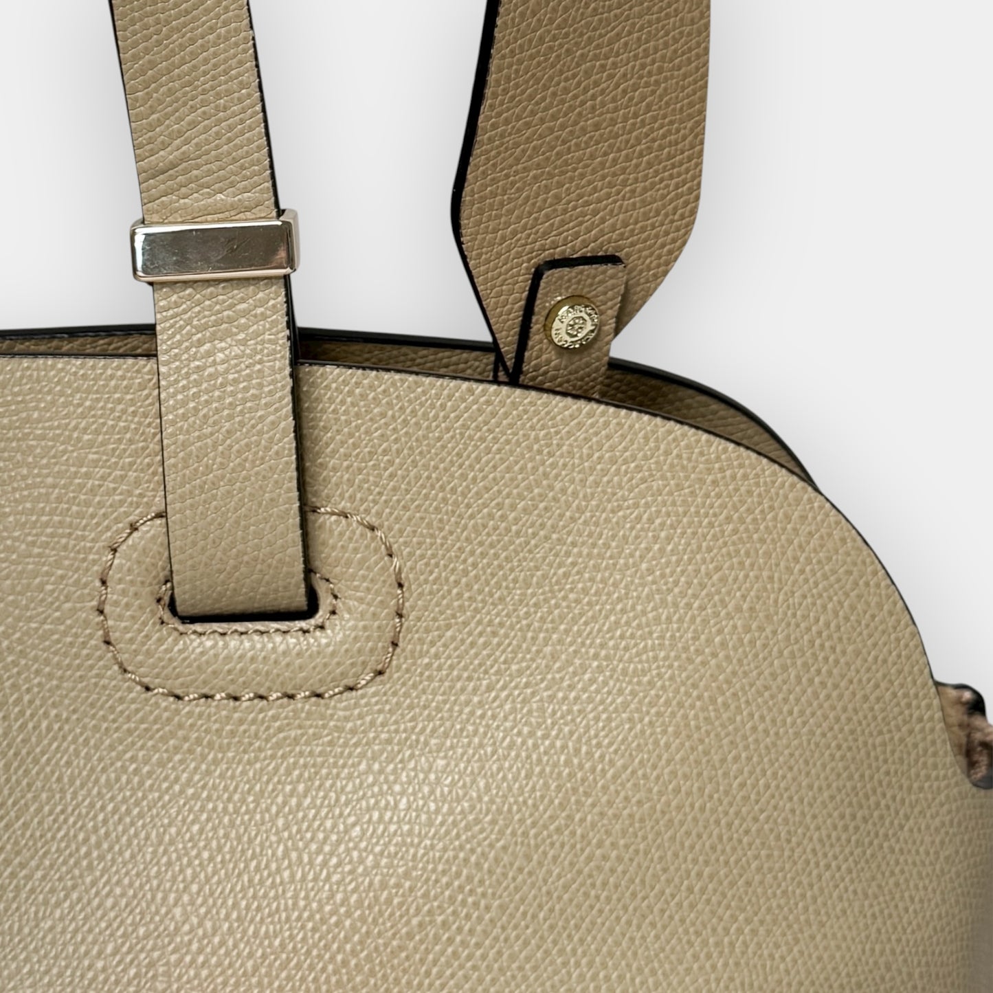 Marc Cain Beige Pebbled Leather Tote Bag