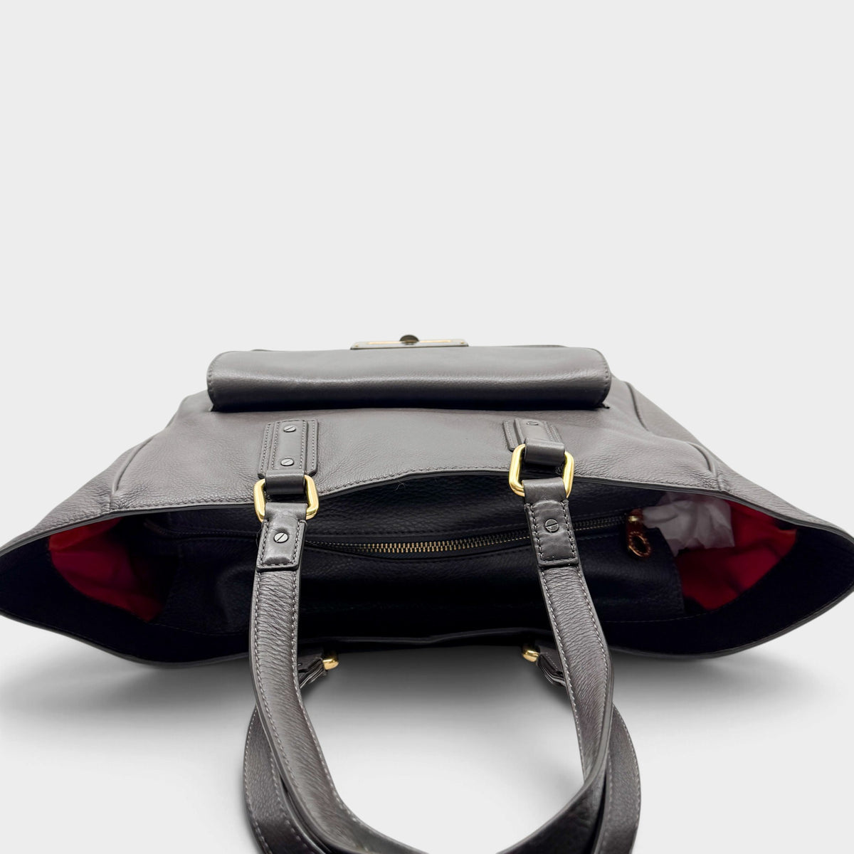 Marc by Marc Jacobs Bianca Hayley Grey Taupe Leather Pocket Shoulder Tote Bag