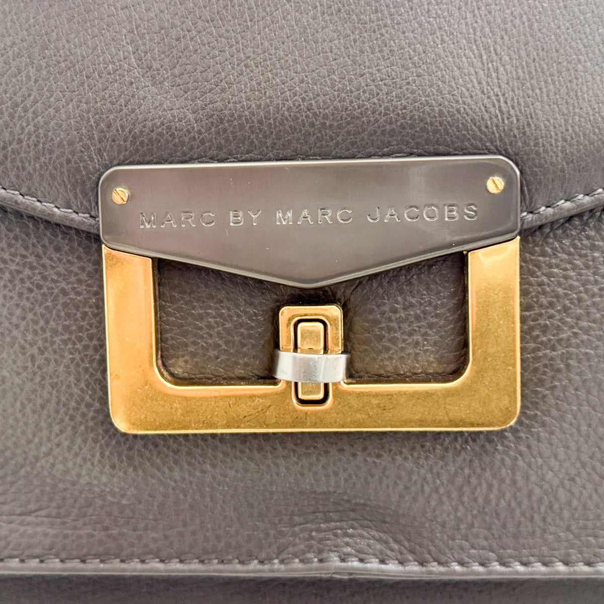 Marc by Marc Jacobs Bianca Hayley Grey Taupe Leather Pocket Shoulder Tote Bag