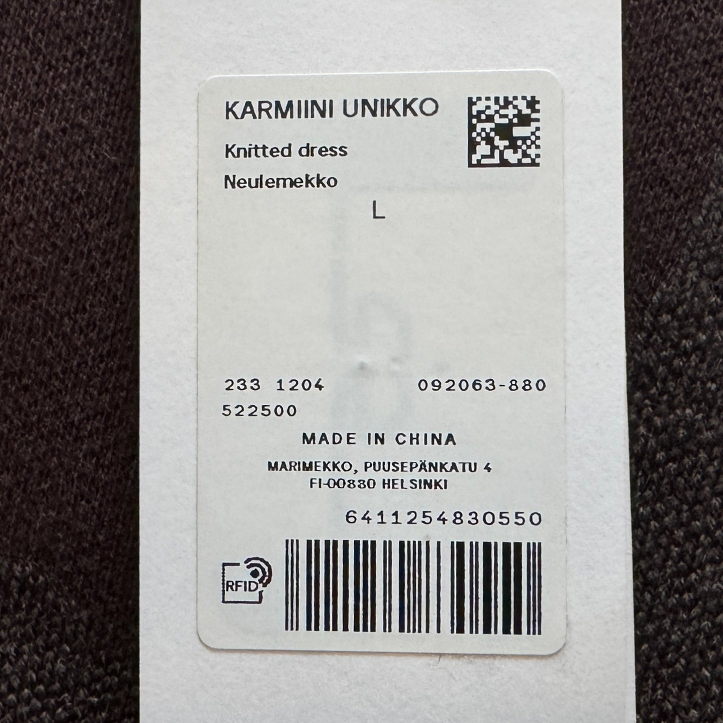 Marimekko Brown  Karmiini Unikko Jacquard Knit Midi Dress Large ~ AU12-14