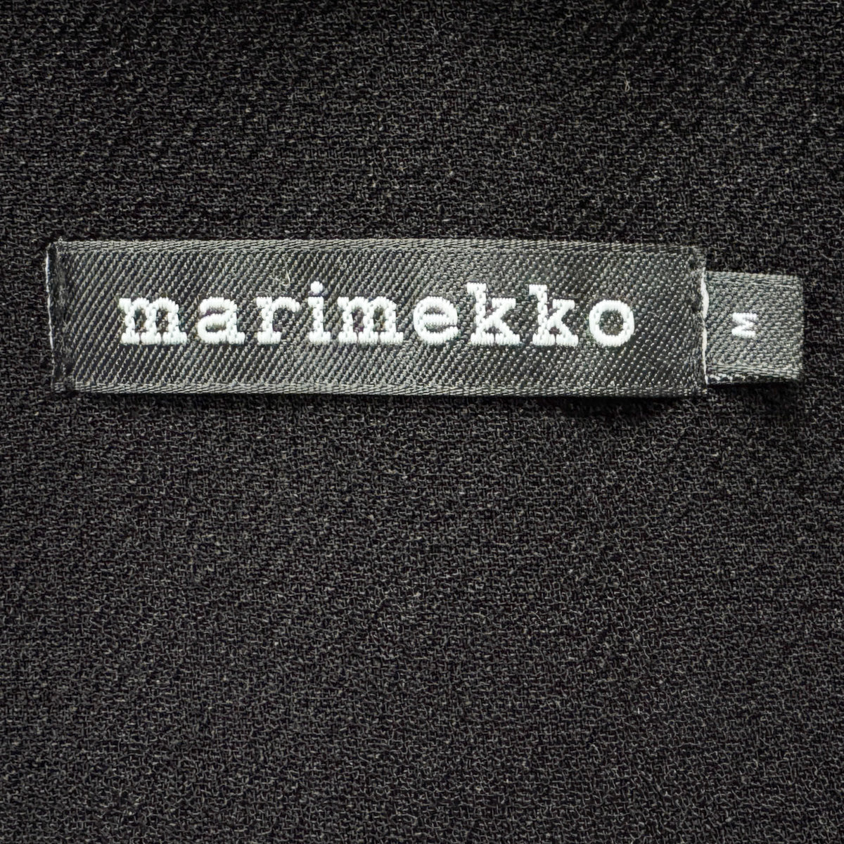 Marimekko Black Crepe 3/4 Sleeve Minimalist Midi Dress Medium