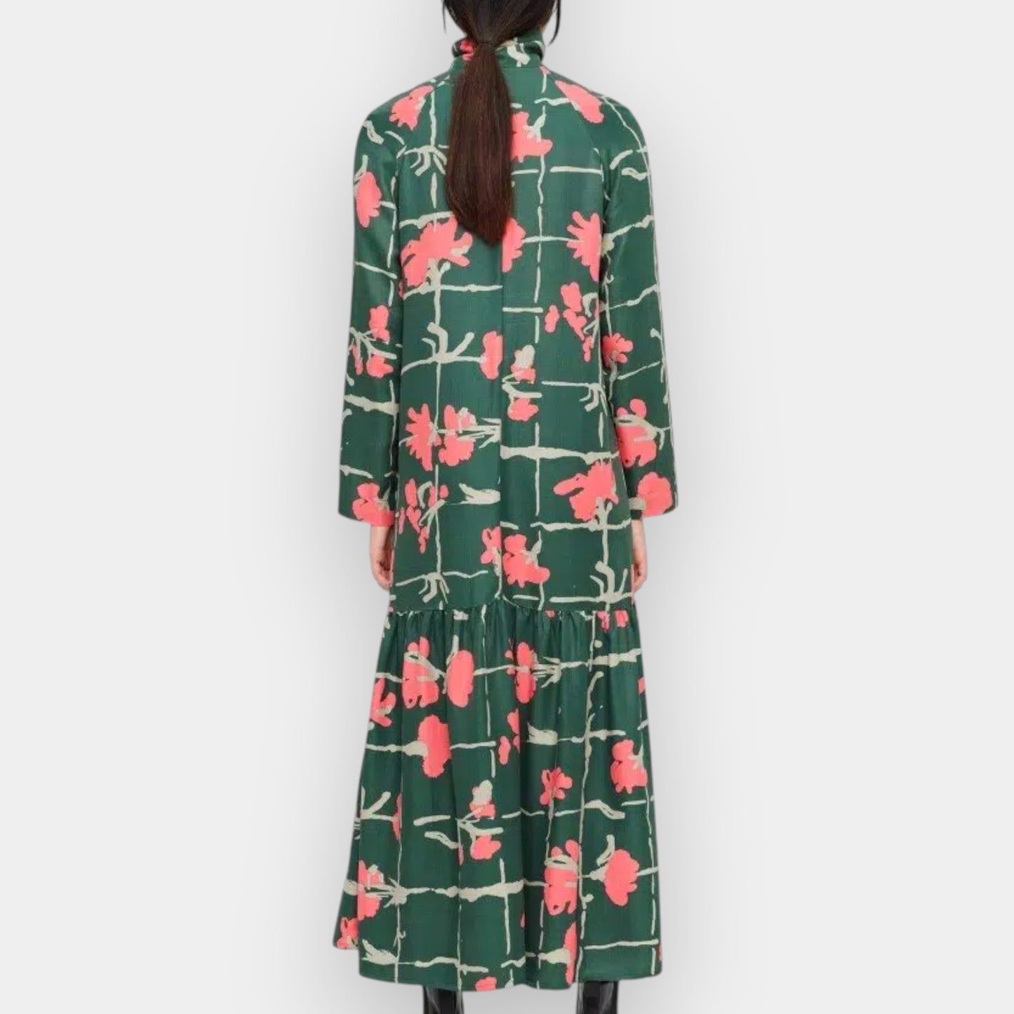 Marimekko Green & Pink Floral Polka Ruutukukka Dress EU36 ~ AU8