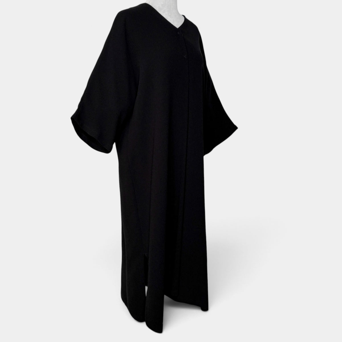 Marimekko Black Crepe 3/4 Sleeve Minimalist Midi Dress Medium