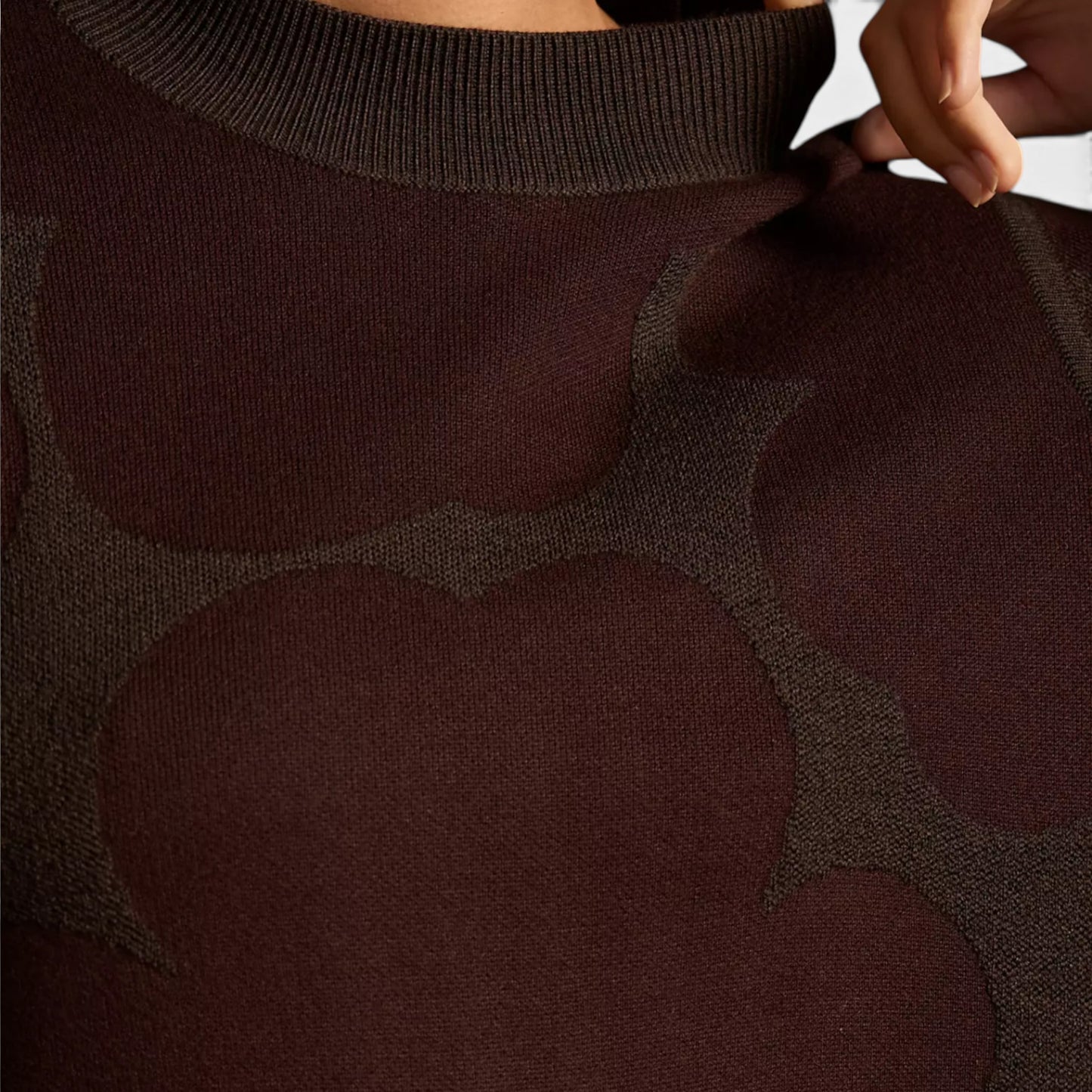 Marimekko Brown  Karmiini Unikko Jacquard Knit Midi Dress Large ~ AU12-14