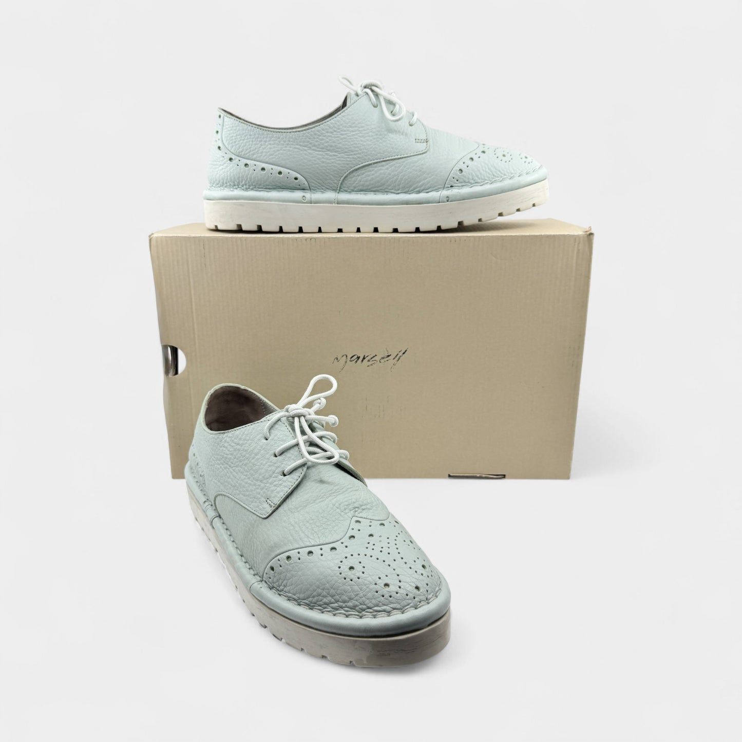 Marsell Pale Blue Leather Brogue Derby Sneakers EU39 ~ AU8