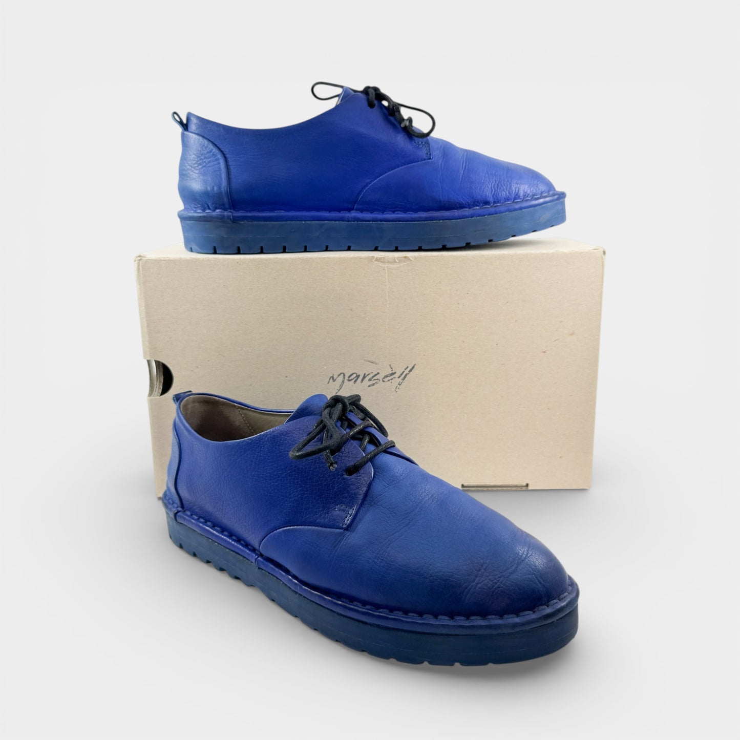 Marsell Cobalt Blue Leather Derby Shoes EU38.5 ~ AU7.5