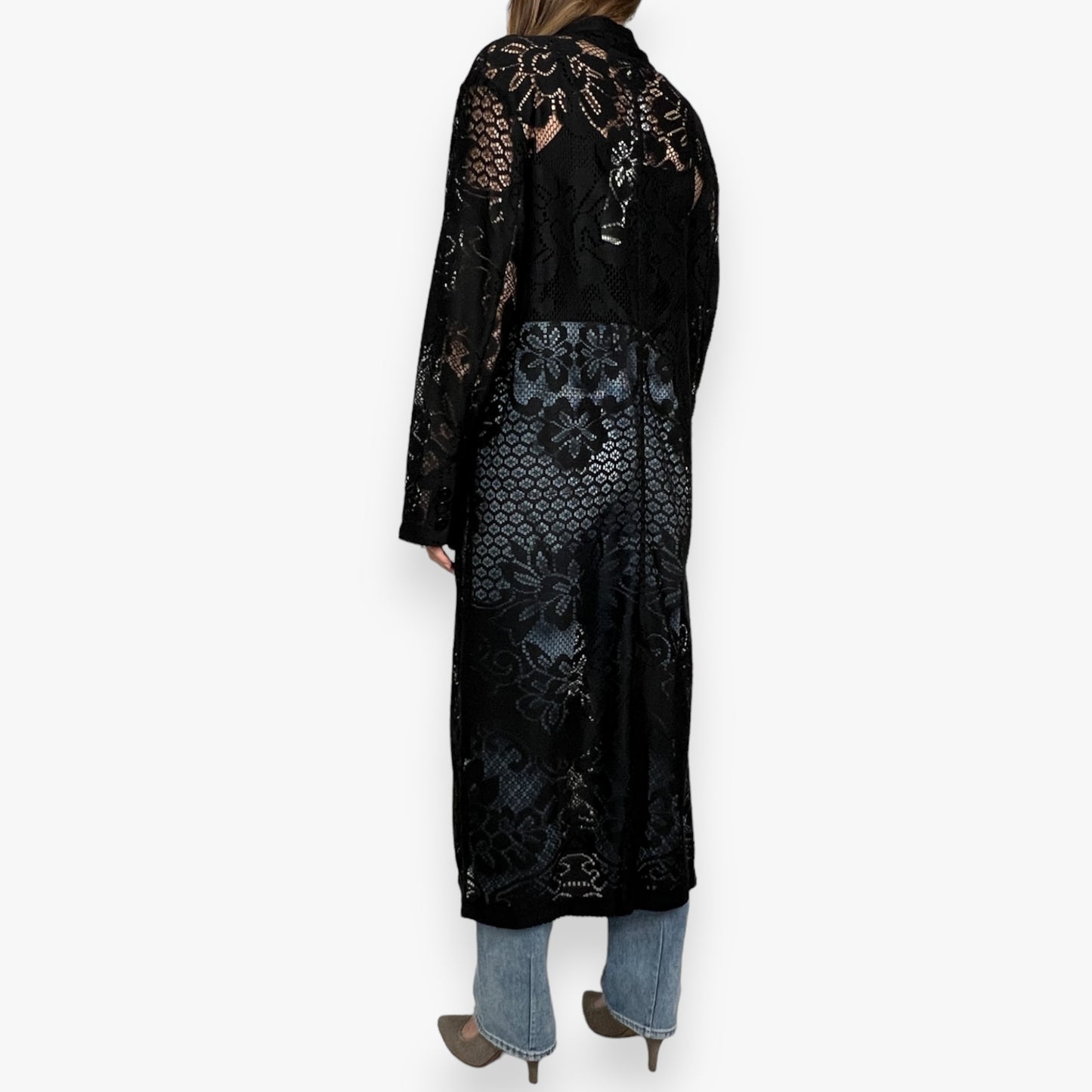 M.A.Dainty Black Lace Baliage Duster Coat AU14 [NEW]