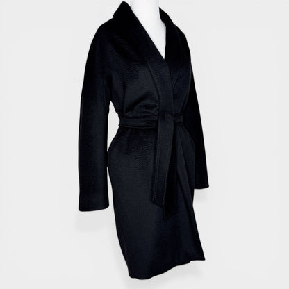 Max Mara Black Camel Wrap Belted Coat Small ~ Medium