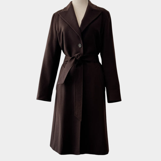 Max Mara Brown 100% Cashmere Belted Coat AU8-10 ~ Small