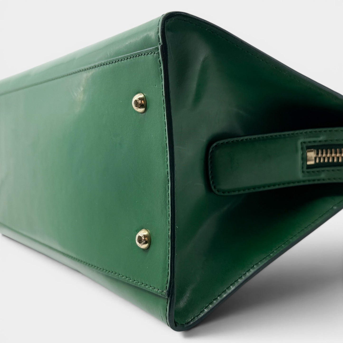 Max Mara Bright Green Smooth Leather Structured Handbag