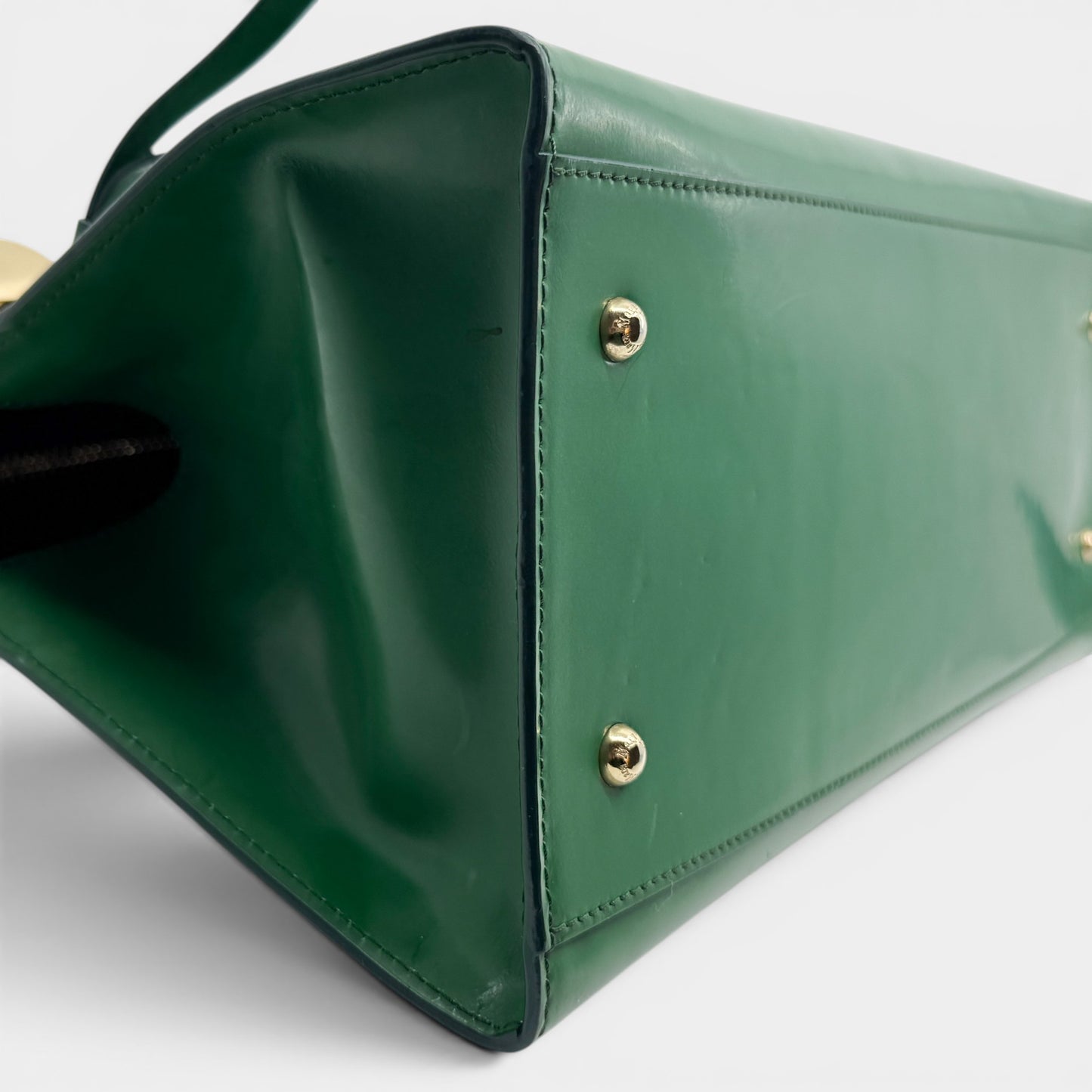 Max Mara Bright Green Smooth Leather Structured Handbag