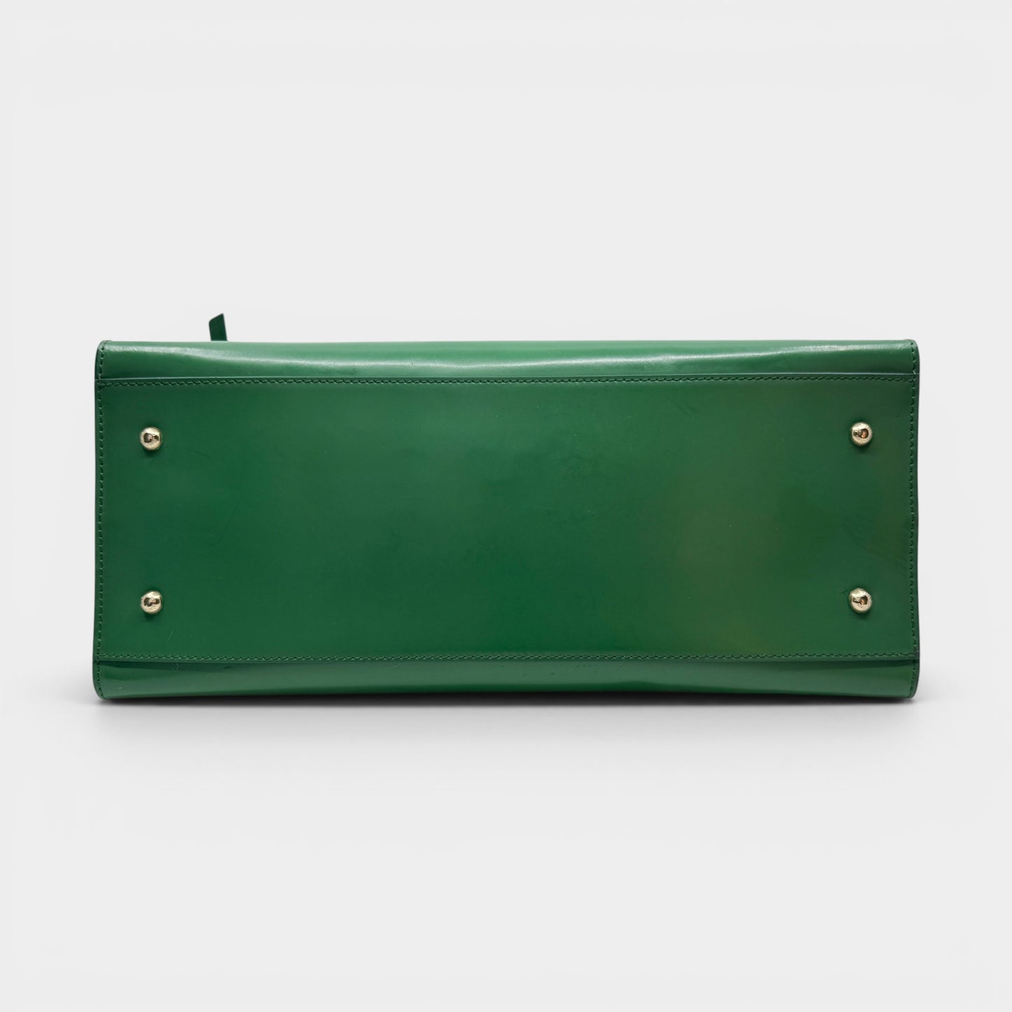 Max Mara Bright Green Smooth Leather Structured Handbag