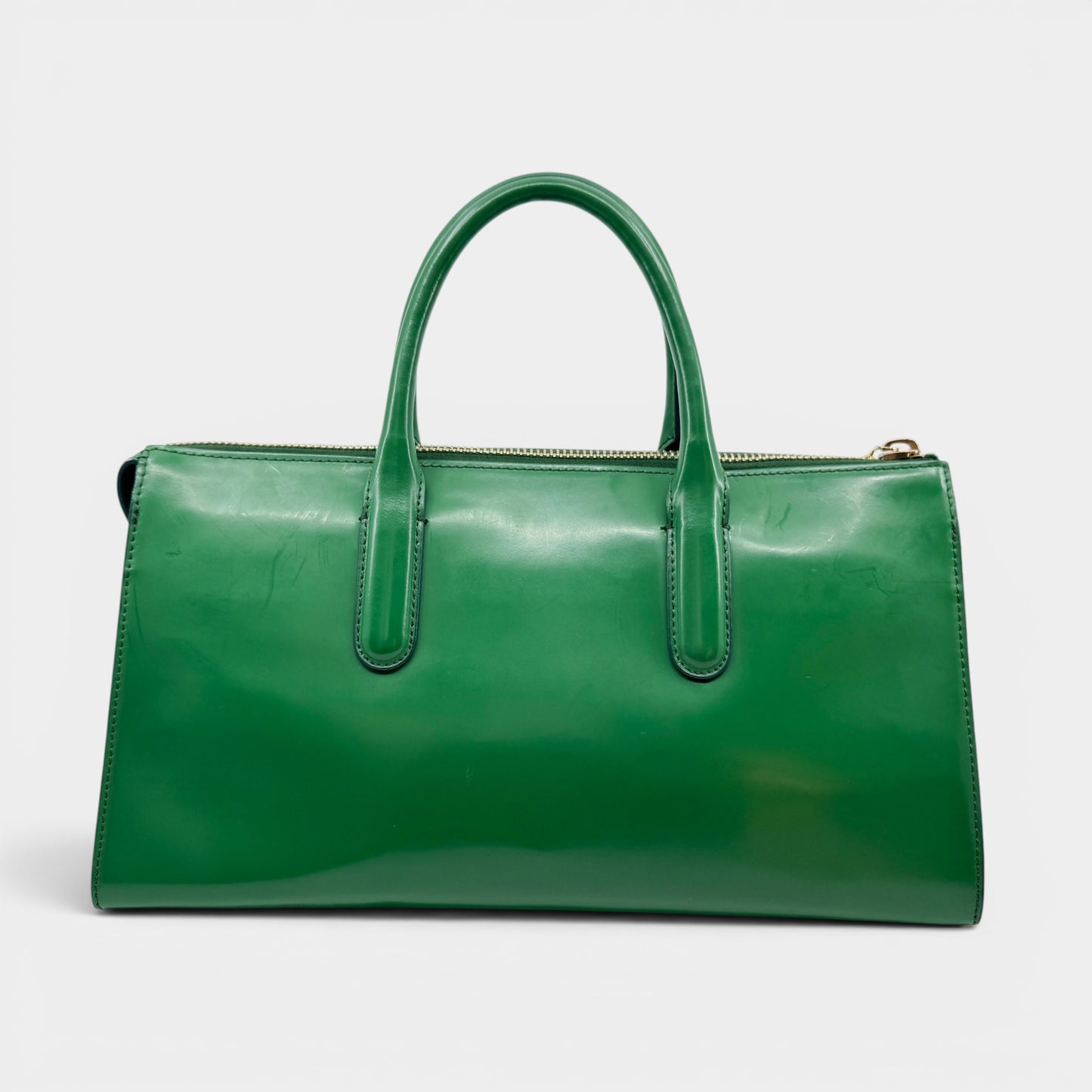 Max Mara Bright Green Smooth Leather Structured Handbag