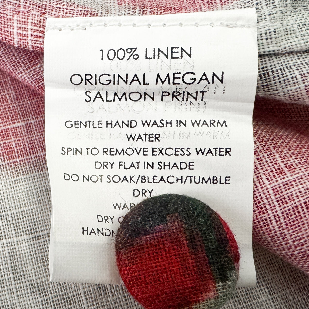 Megan Salmon Red Peacock Print Linen Button Front Dress AU16 ~ Large