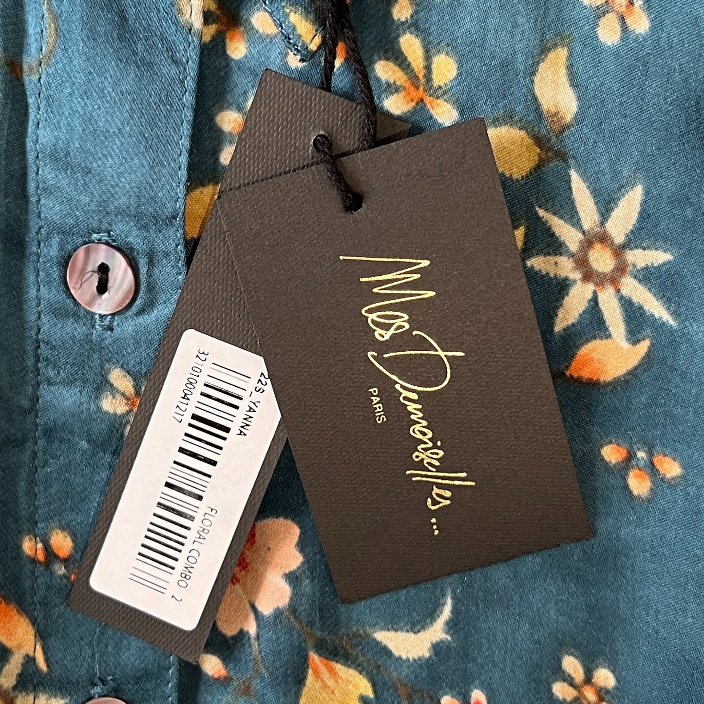 Mes Demoiselles Deep Teal Floral Viscose Blouse FR42 ~ AU14 [NEW]