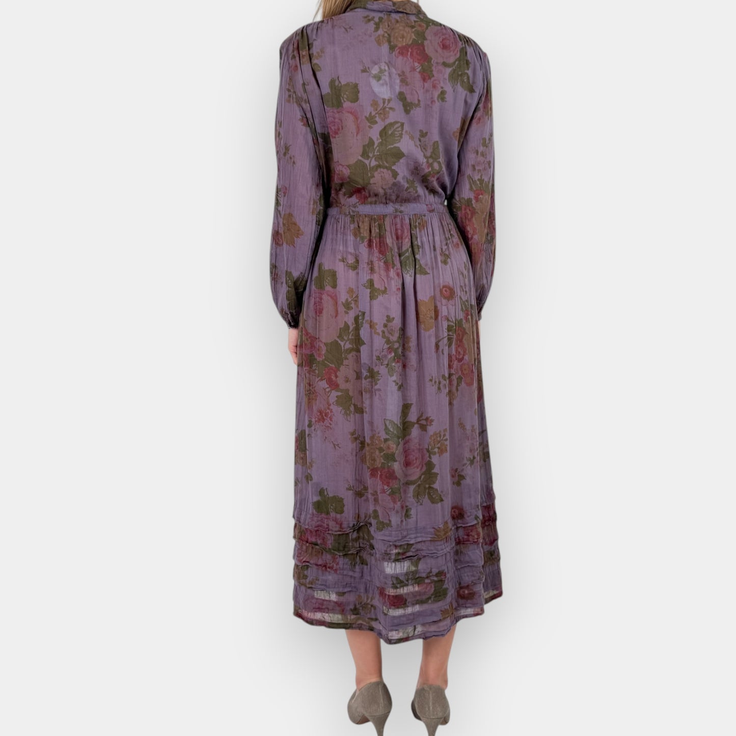 Metta Melbourne Purple Floral Fine Cotton Shirt Dress Small-Medium ~ AU10-12