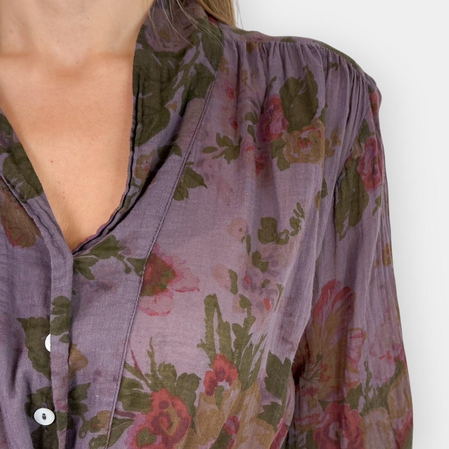 Metta Melbourne Purple Floral Fine Cotton Shirt Dress Small-Medium ~ AU10-12