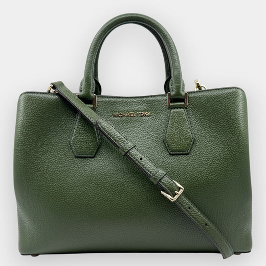 Michael Kors Green Leather Multi Compartment Top Handle Camille Bag