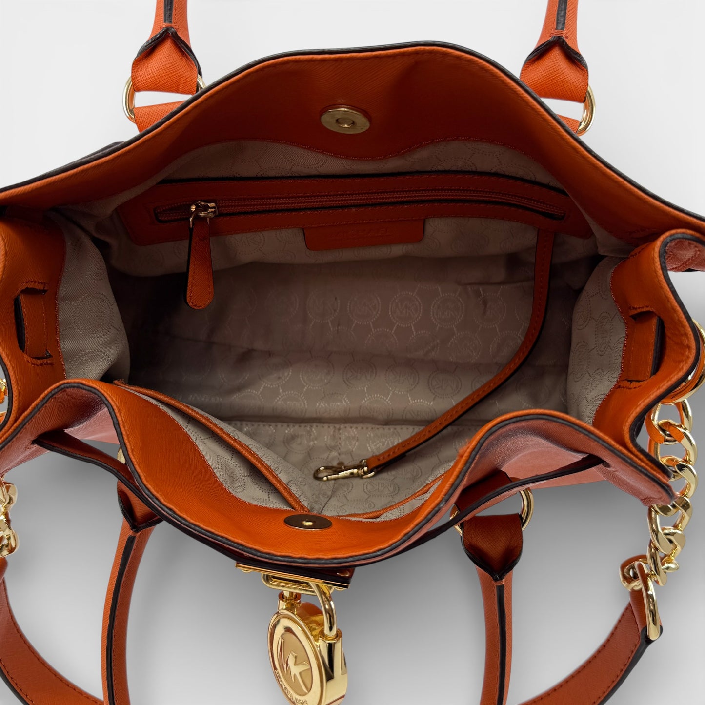 Michael Kors Hamilton Burnt Orange Saffiano Leather Two-Way Tote Bag