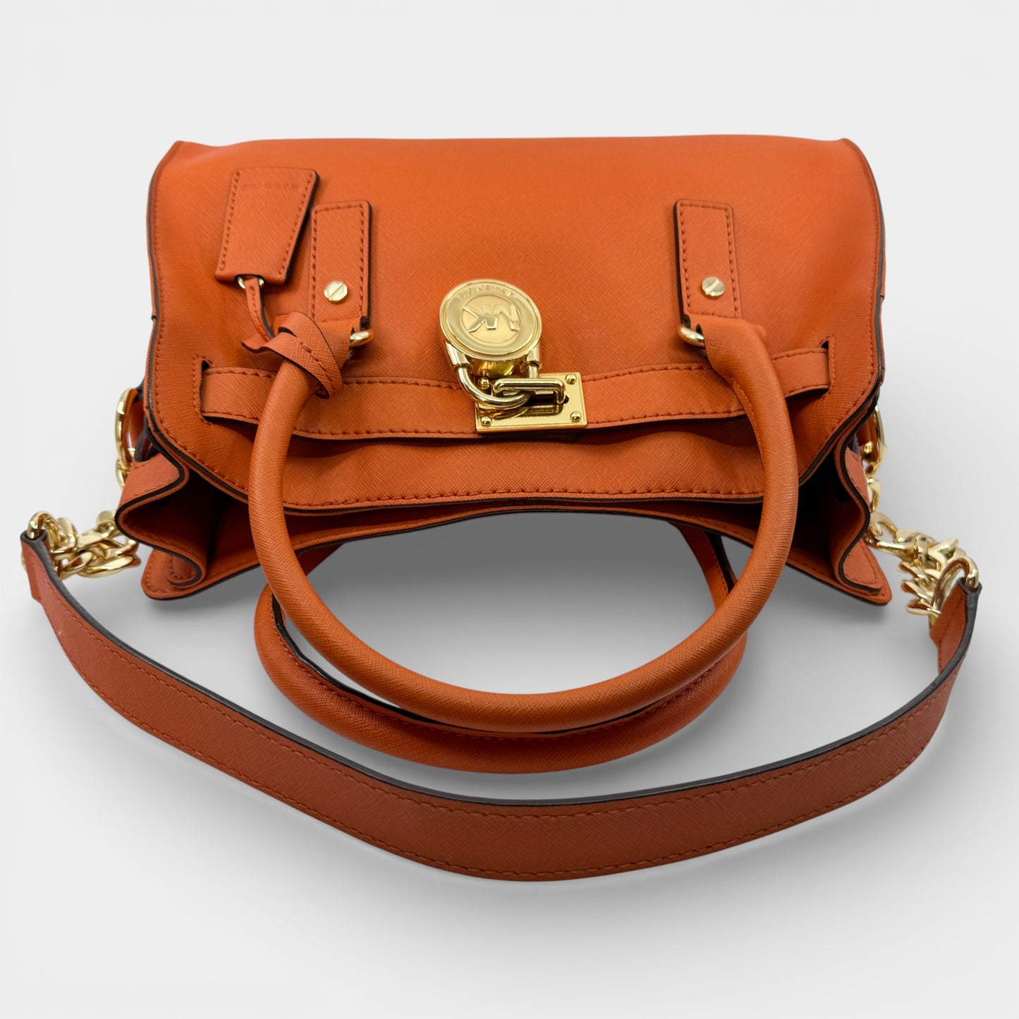 Michael Kors Hamilton Burnt Orange Saffiano Leather Two-Way Tote Bag