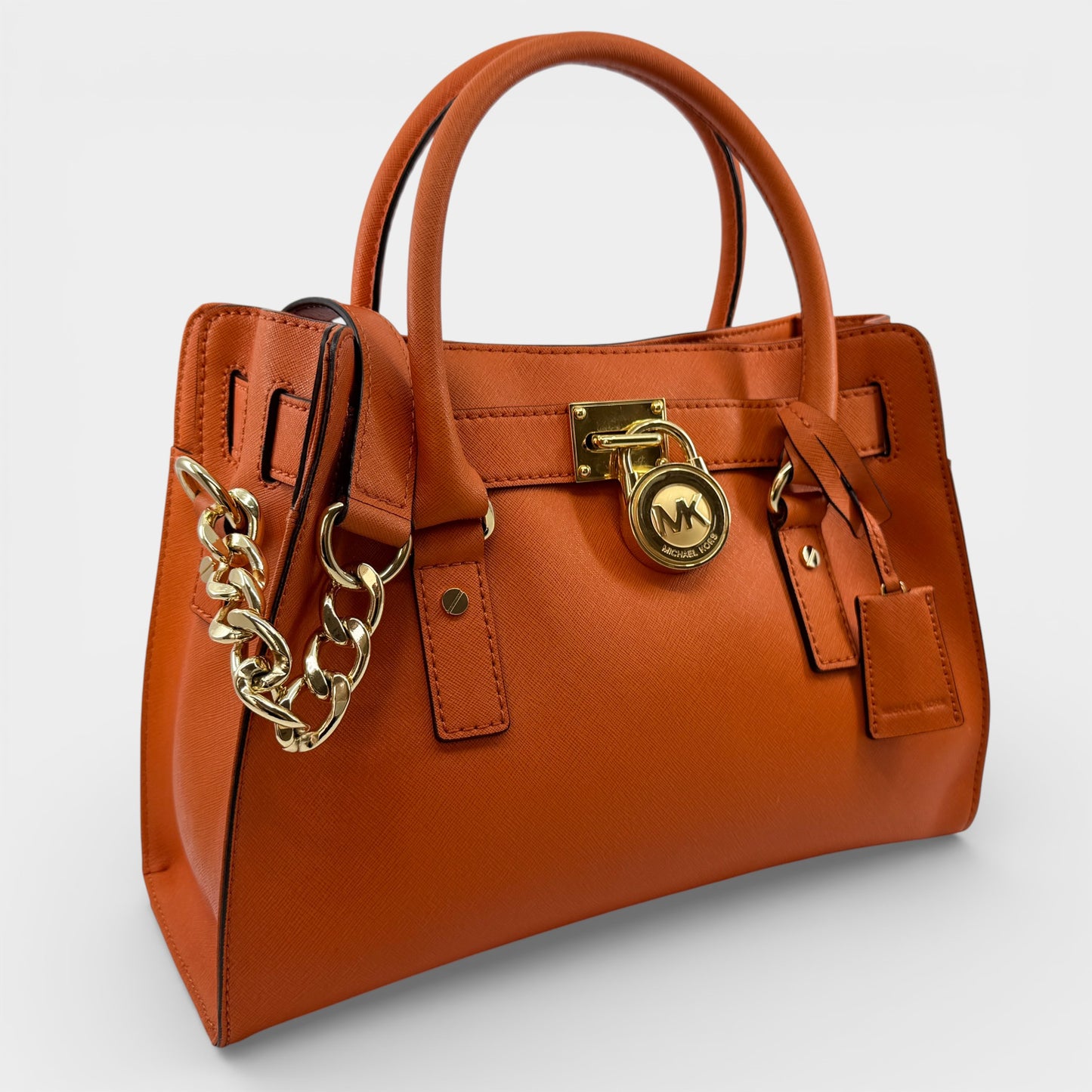 Michael Kors Hamilton Burnt Orange Saffiano Leather Two-Way Tote Bag