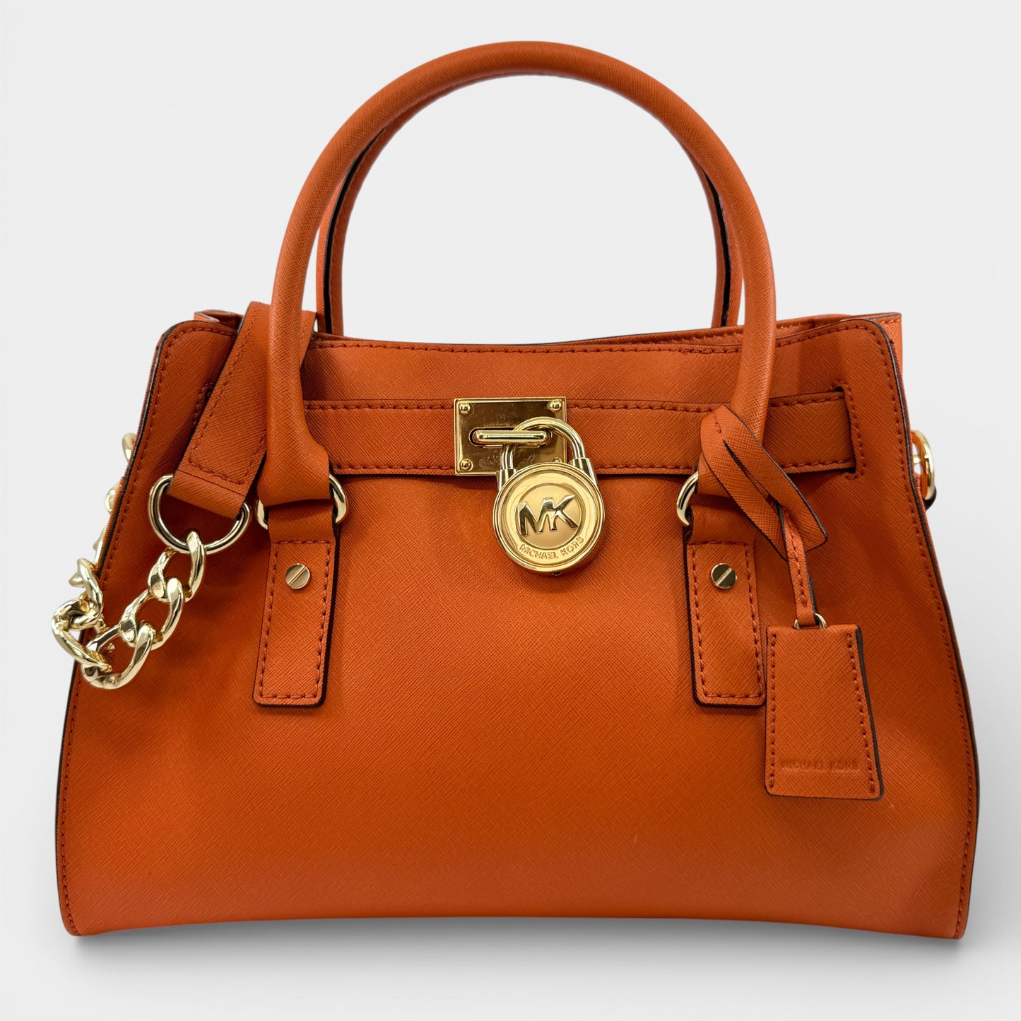 Michael Kors Hamilton Burnt Orange Saffiano Leather Two-Way Tote Bag