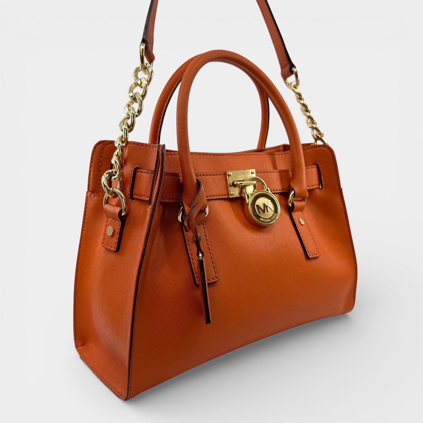 Michael Kors Hamilton Burnt Orange Saffiano Leather Two-Way Tote Bag