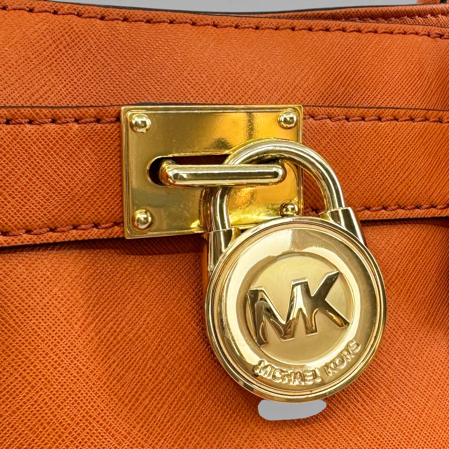 Michael Kors Hamilton Burnt Orange Saffiano Leather Two-Way Tote Bag