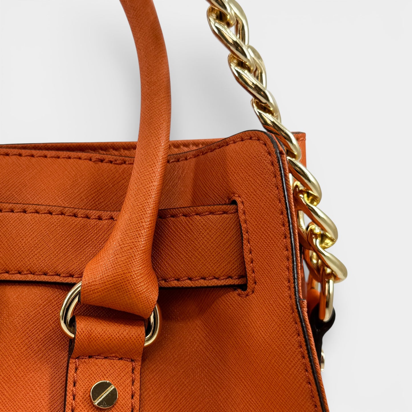 Michael Kors Hamilton Burnt Orange Saffiano Leather Two-Way Tote Bag