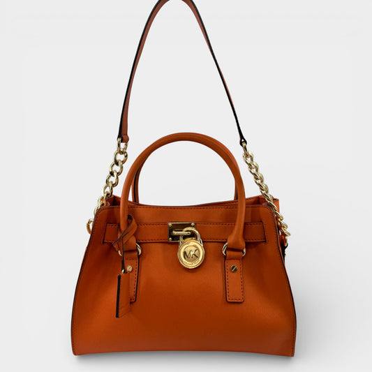 Michael Kors Hamilton Burnt Orange Saffiano Leather Two-Way Tote Bag