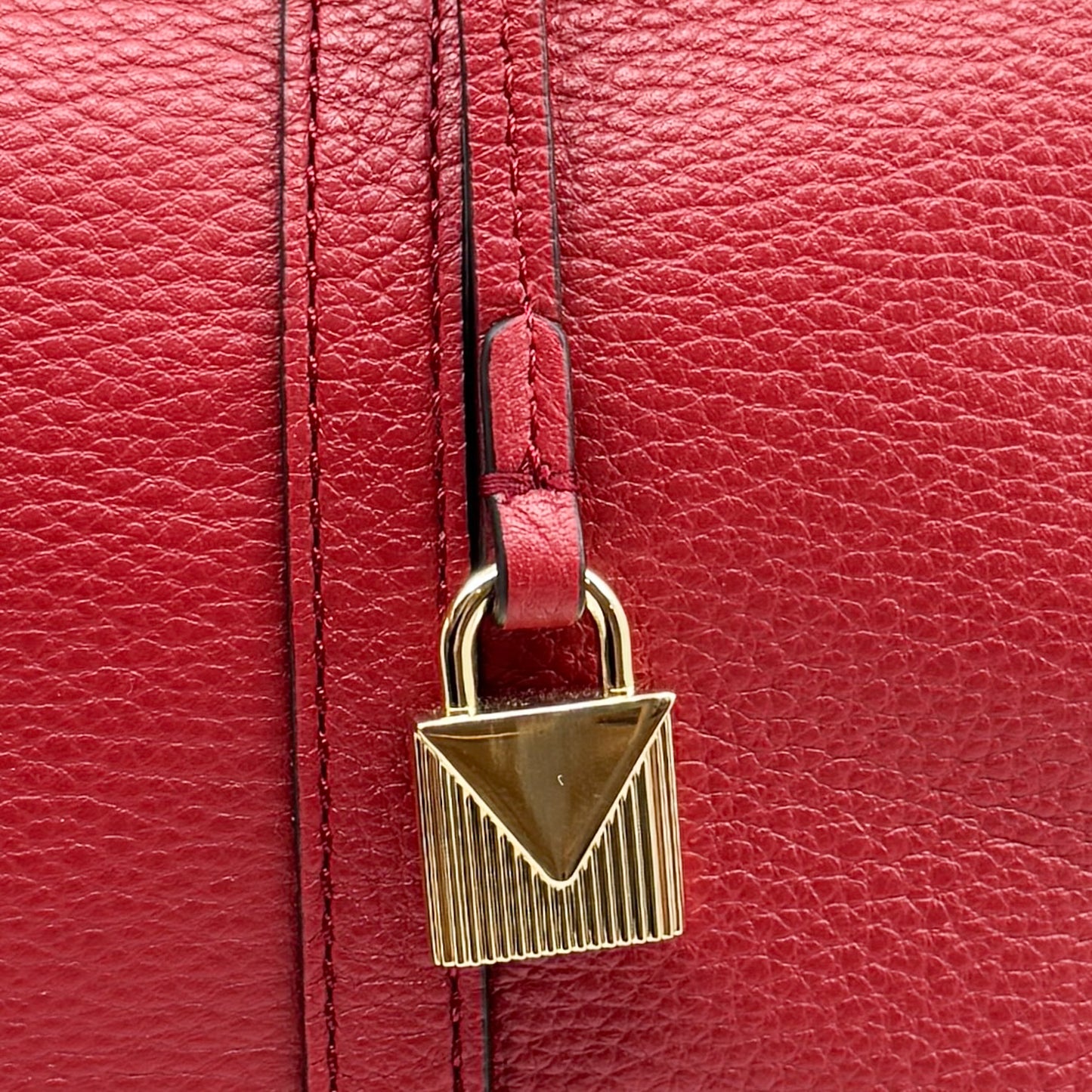 Michael Kors Cherry Red Leather Top Handle Zip Tote Bag