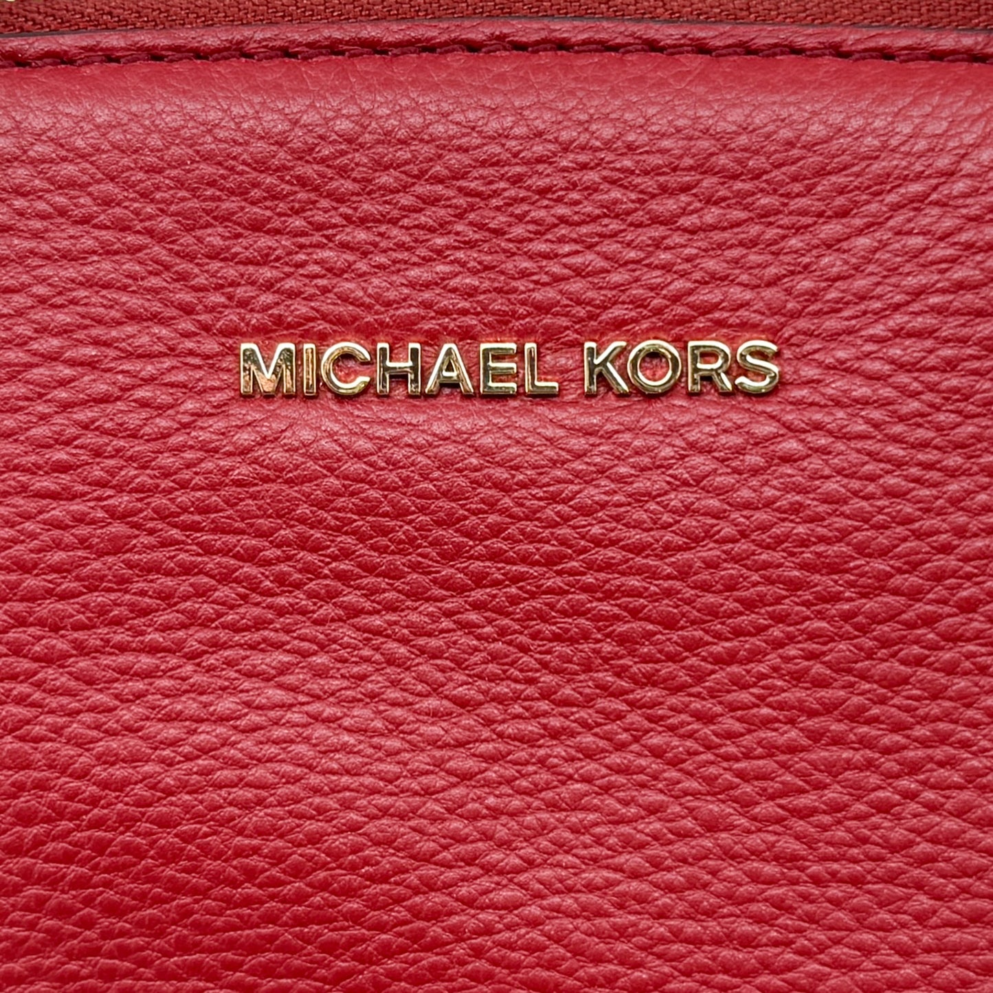 Michael Kors Cherry Red Leather Top Handle Zip Tote Bag