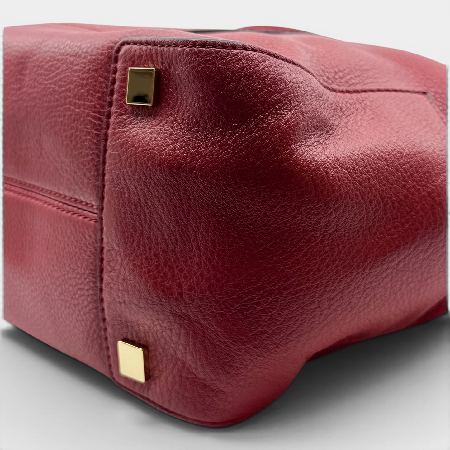 Michael Kors Cherry Red Leather Top Handle Zip Tote Bag