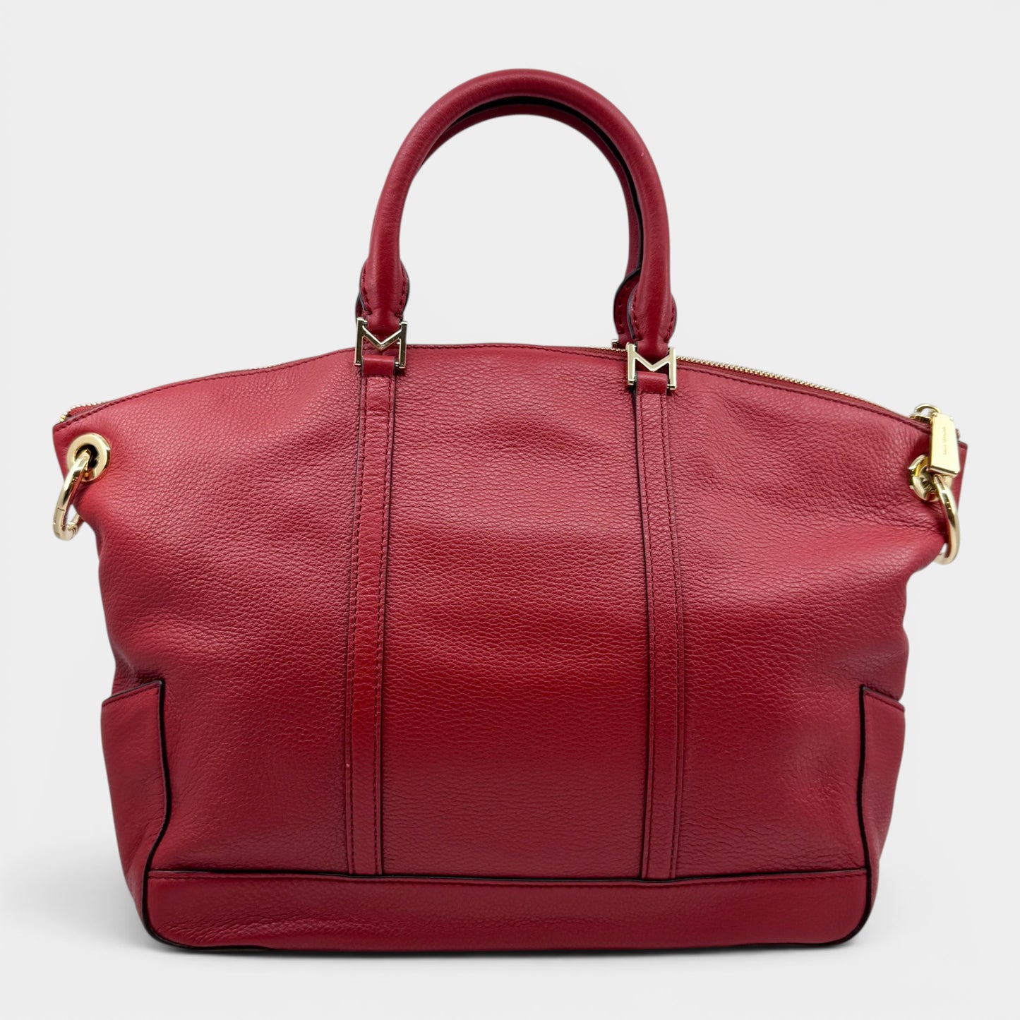 Michael Kors Cherry Red Leather Top Handle Zip Tote Bag