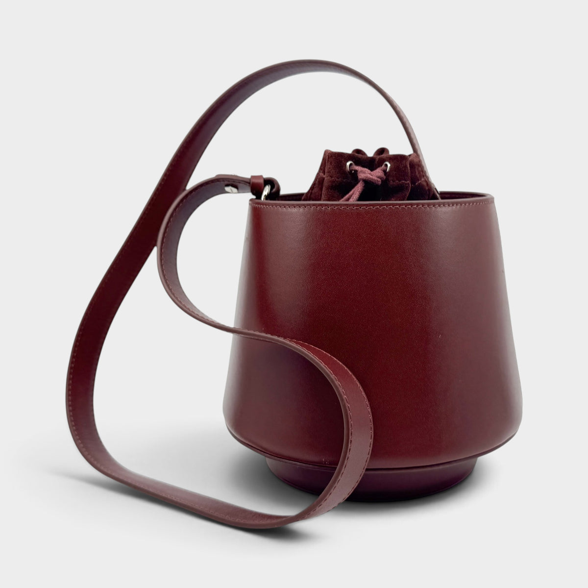 Mlouye Lantern Burgundy Leather Handbag Shoulder Bag