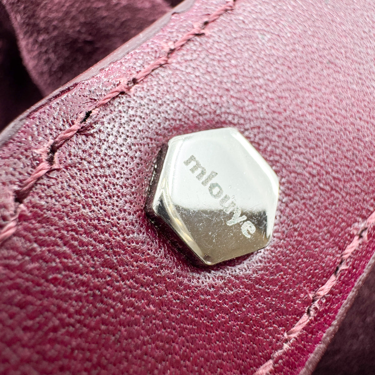 Mlouye Lantern Burgundy Leather Handbag Shoulder Bag