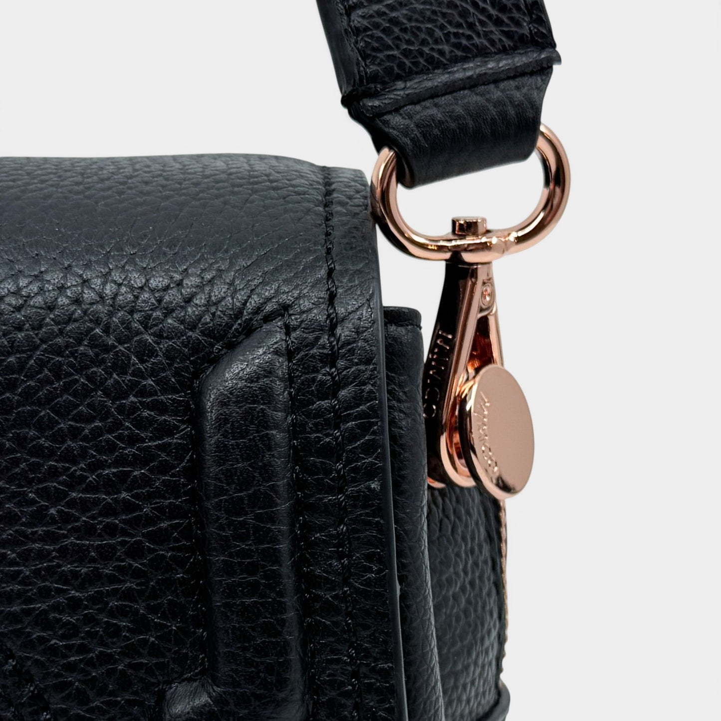 Mimco Black Grainy Leather Turn Lock Hip Crossbody Bag [NEW]
