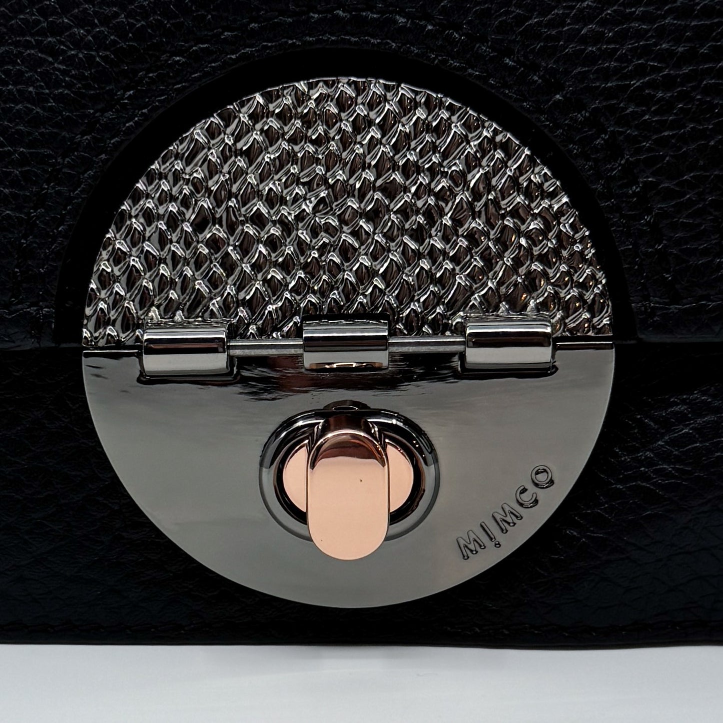 Mimco Black Grainy Leather Turn Lock Hip Crossbody Bag [NEW]