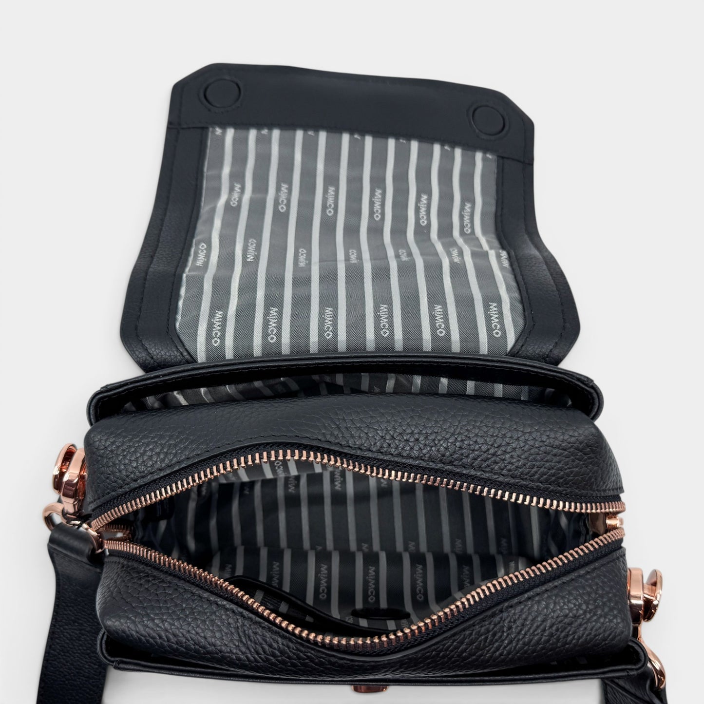 Mimco Black Grainy Leather Turn Lock Hip Crossbody Bag [NEW]