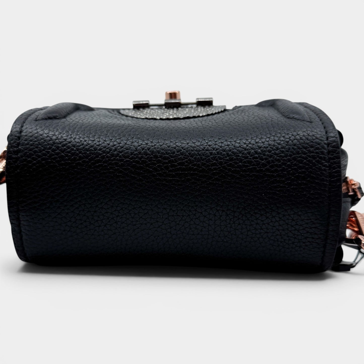 Mimco Black Grainy Leather Turn Lock Hip Crossbody Bag [NEW]
